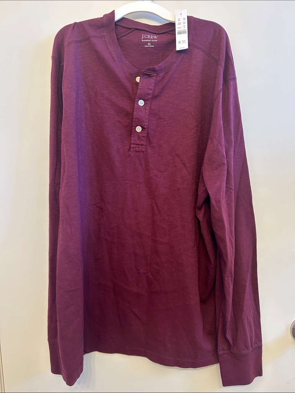 J. Crew Men's Long-Sleeve Henley in Berry